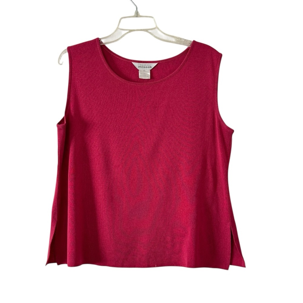 Misook Red Classic Knit Tank Top Round Neckline Size L